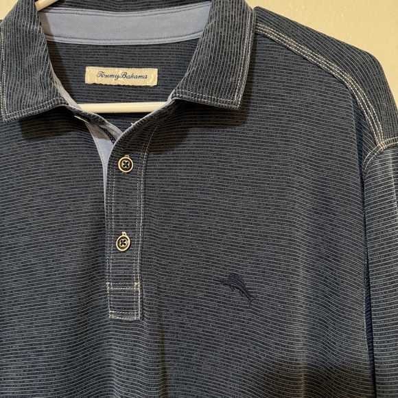 ⭐️ Tommy Bahama Ribbed Long Sleeve Polo - Blue - Size Large -EUC - Picture 3 of 4